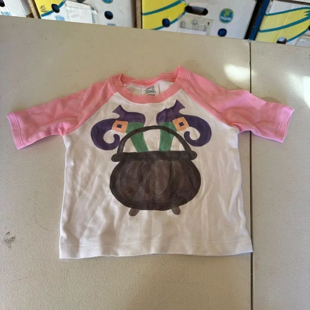 Halloween Kids Pink and White Graphic Shirt